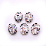 Natural Shell Splice Oval Mosaic Pendant for Jewelry Making