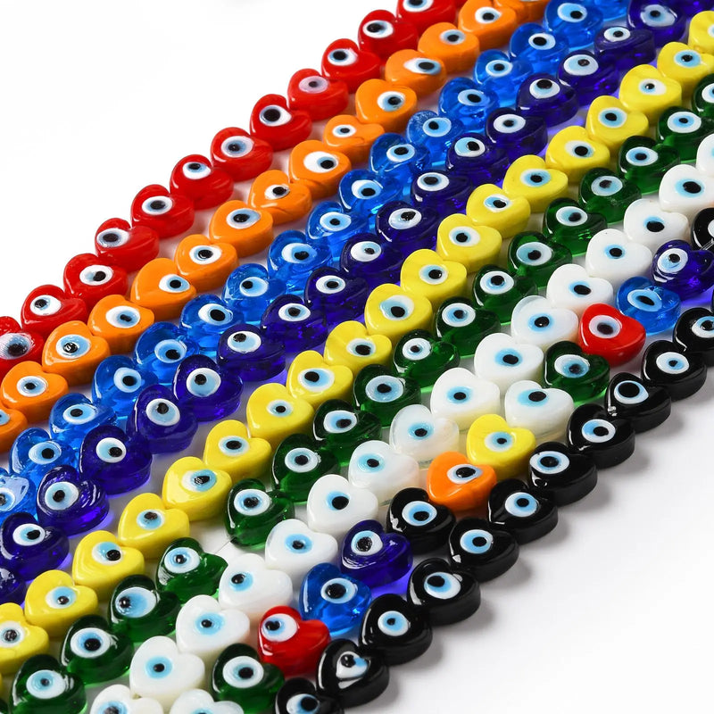 28-33Pcs Heart Shape Lampwork Beads Multicolor DIY Jewelry Making