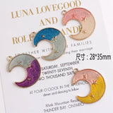 40Pcs Mix Styles KC Alloy Metal Moon Pendants for Jewelry Making