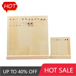 28 Hole Earrings Display Stand L Shape Wood Holder