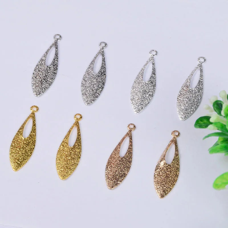 100pcs Silver Frosted Drop Charms for Necklace Pendant DIY Jewelry Making