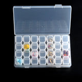 28 Grids Pink Clear Storage Box Jewelry Findings Compartment Organizer