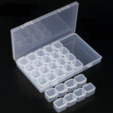 28 Grids Pink Clear Storage Box Jewelry Findings Compartment Organizer