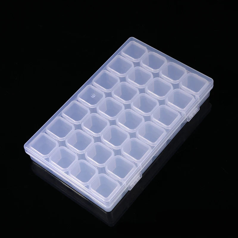 28 Grids Storage Box Separate Slots Nail Rhinestone Beads Organizer Case