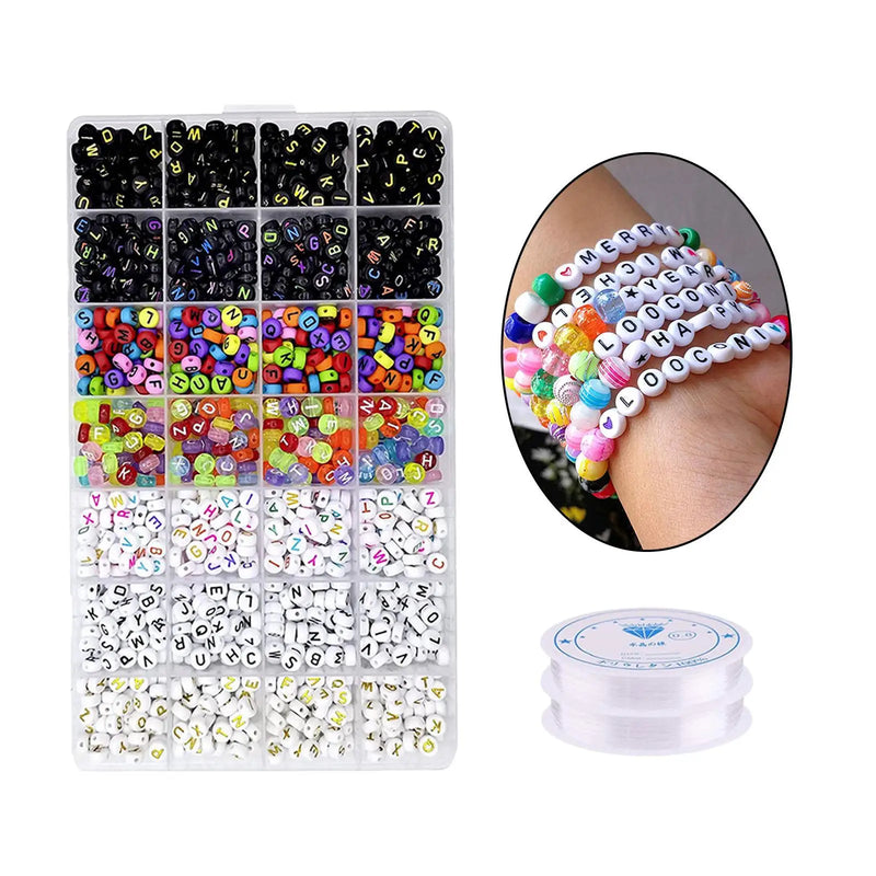 28 Round Alphabet Beads Letter Charms for Jewelry Making