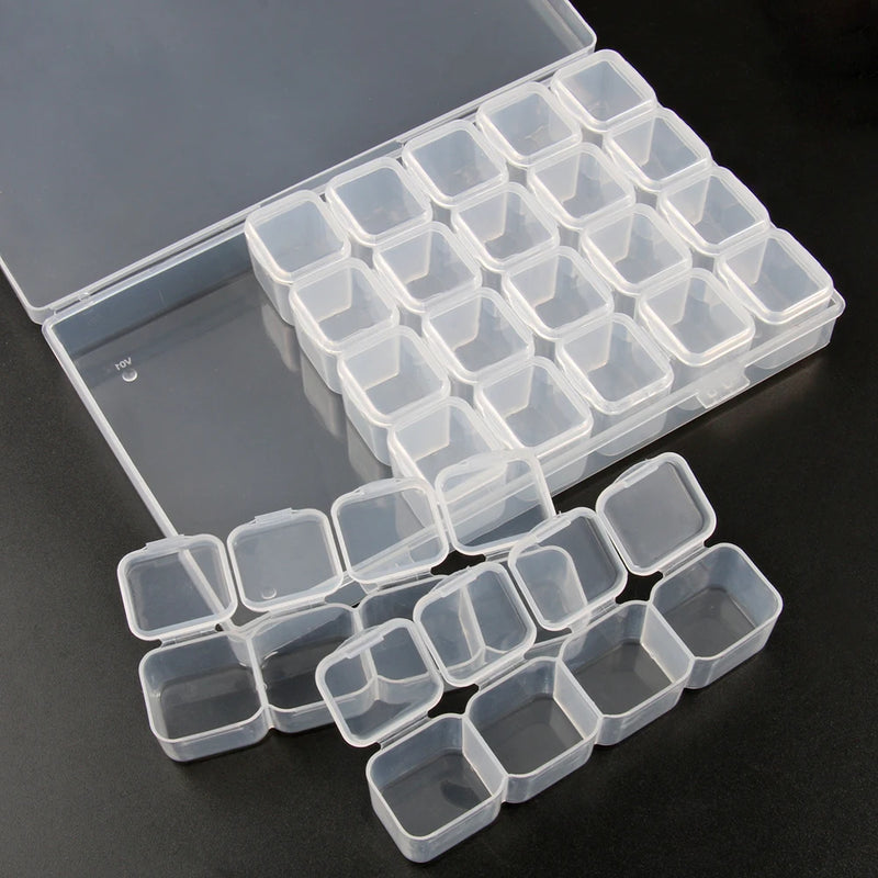 28 Grids Plastic Storage Box Adjustable Container for Jewelry Rectangle Case