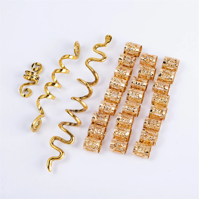 28 Pcs Spiral Snake Hairpins African Braids Hair Rings Clips Hair Jewelry