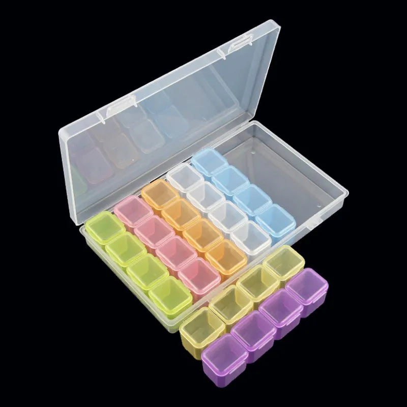 28 Slot Jewelry Storage Box Nail Art Beads Compartment Organizer