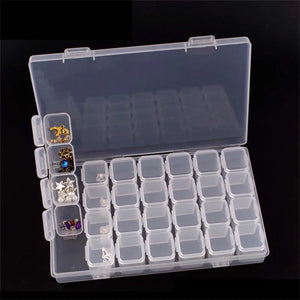 28 Slot Clear Plastic Display Storage Box Beads Diamond Painting Accessory Case