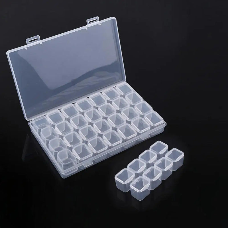 28 Slots Clear Plastic Storage Box Nail Art Rhinestone Jewelry Beads Organizer
