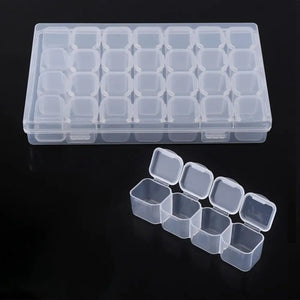 28 Slots Clear Plastic Storage Box Nail Art Rhinestone Jewelry Beads Organizer