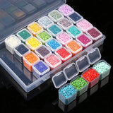 28 Slots Clear Plastic Storage Box Nail Art Jewelry Beads Display Case