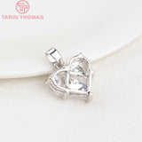 4PCS 24K Brass Zircon Heart Charms Pendants