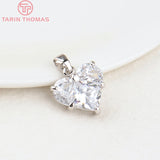 4PCS 24K Brass Zircon Heart Charms Pendants