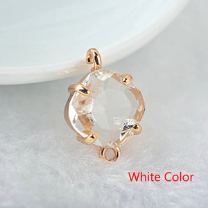 10PCS 17x11MM Champagne Brass Glass Square Connect Charms Pendants