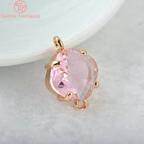 10PCS 17x11MM Champagne Brass Glass Square Connect Charms Pendants