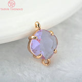 10PCS 17x11MM Champagne Brass Glass Square Connect Charms Pendants