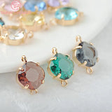 10PCS 17x11MM Champagne Brass Glass Square Connect Charms Pendants