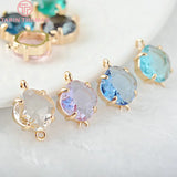 10PCS 17x11MM Champagne Brass Glass Square Connect Charms Pendants