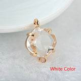 10PCS 17x11MM Champagne Brass Glass Square Connect Charms Pendants