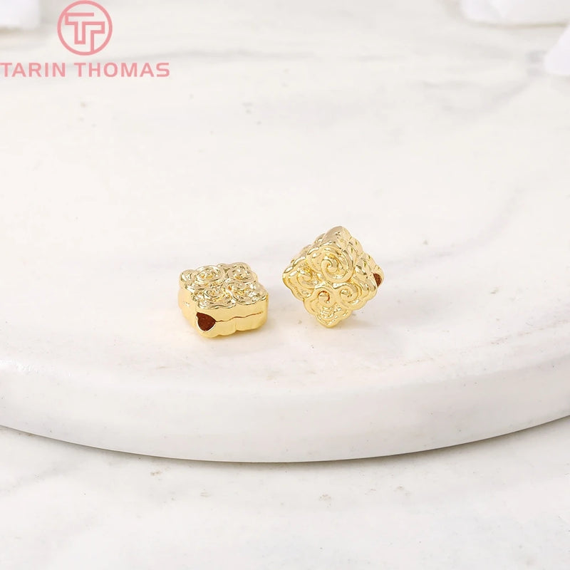 6PCS 3.5x6.5MM 24K Brass Spacer Beads DIY Jewelry Accessories