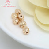 6PCS 6.7x6.7MM 24K Plated Brass Barrel Spacer Beads