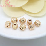 6PCS 6.7x6.7MM 24K Plated Brass Barrel Spacer Beads
