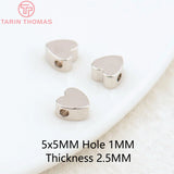 20PCS 5MM 24K Plated Heart Spacer Beads Jewelry Accessories