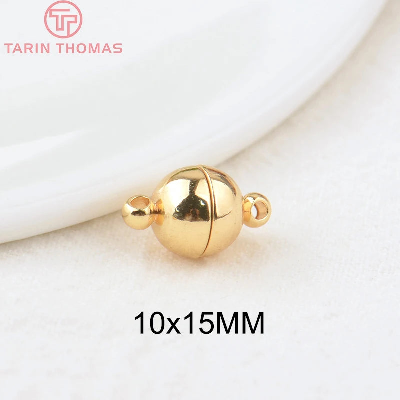 6 Sets 8x13MM 24K Brass Magnetic Clasp Beads for DIY Jewelry Making