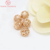 10PCS 8MM 10MM 12MM 24K Brass Round Beads DIY Jewelry Accessories