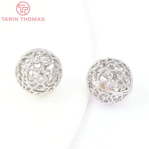 10PCS 8MM 10MM 12MM 24K Brass Round Beads DIY Jewelry Accessories