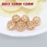 10PCS 8MM 10MM 12MM 24K Brass Round Beads DIY Jewelry Accessories