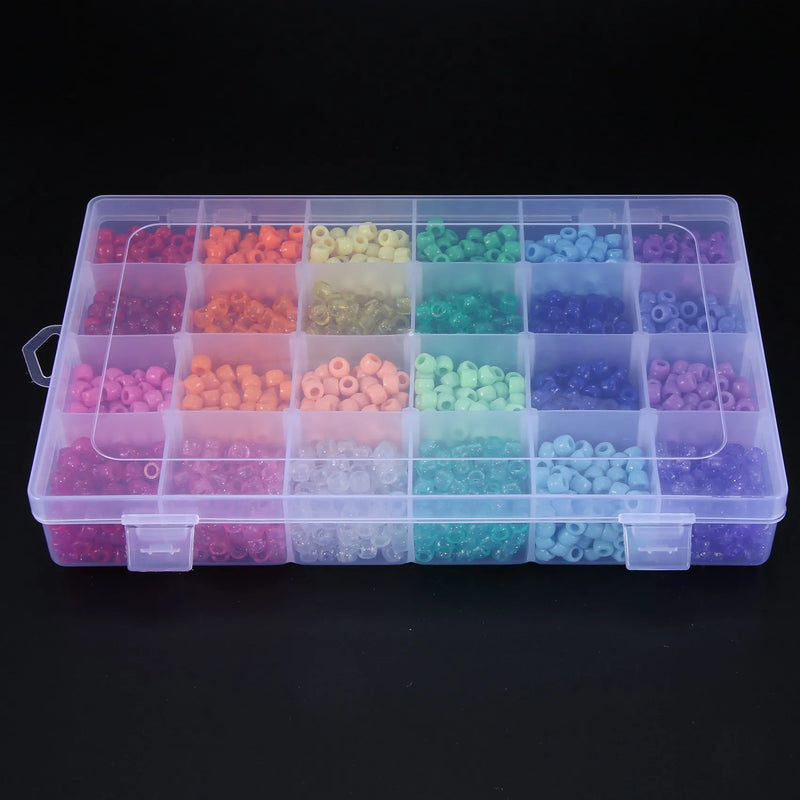 2880 Rainbow Plastic Beads 6 x 9 mm 24 Colors 4 Styles Round Bead Sets