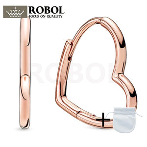 925 Sterling Silver Asymmetric Heart Earrings for Women