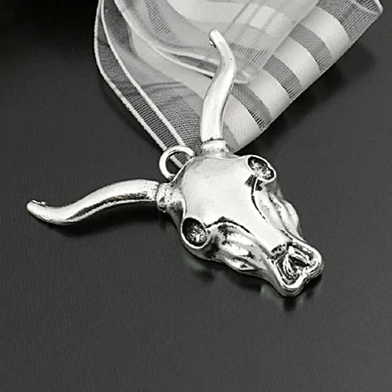 10PCS 39x39MM Antique Silver Zinc Alloy Sheep Head Charms Pendants