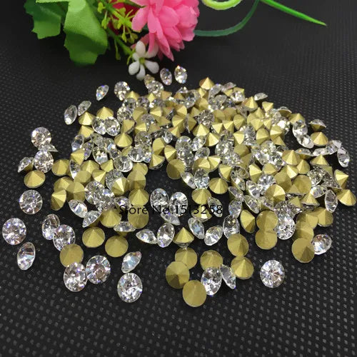 288pcs Crystal Point Glass Chatons Fancy Beads SS35-SS46
