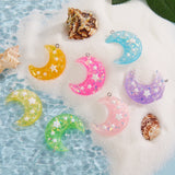 28Pcs Moon Charms w/ Star Sequins Glitter Resin DIY Craft Jewelry Making