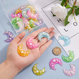 28Pcs Moon Charms w/ Star Sequins Glitter Resin DIY Craft Jewelry Making