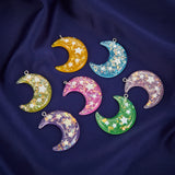 28Pcs Moon Charms w/ Star Sequins Glitter Resin DIY Craft Jewelry Making