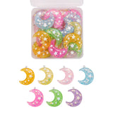 28Pcs Moon Charms w/ Star Sequins Glitter Resin DIY Craft Jewelry Making