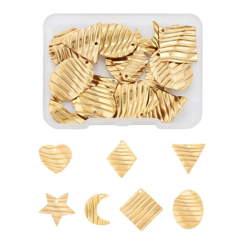 28Pcs Stainless Steel Moon Star Charms for Jewelry Making