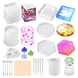 28Pcs Silicone Coaster Ashtray Molds for Resin Casting DIY Art Crystal Craft