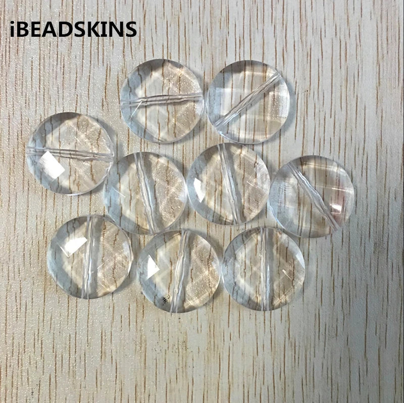 Acrylic Clear Flat Coin Faceted Beads 28mm 100pcs/Lot for Jewelry Making