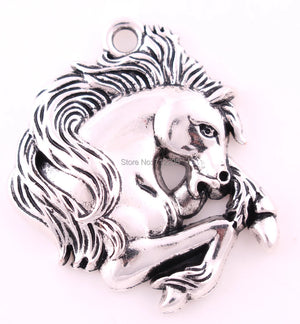 10pcs Antique Silver Horse Head Animal Pendants
