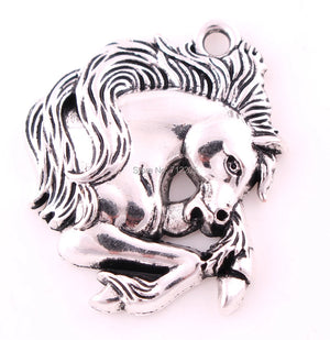 10pcs Antique Silver Horse Head Animal Pendants