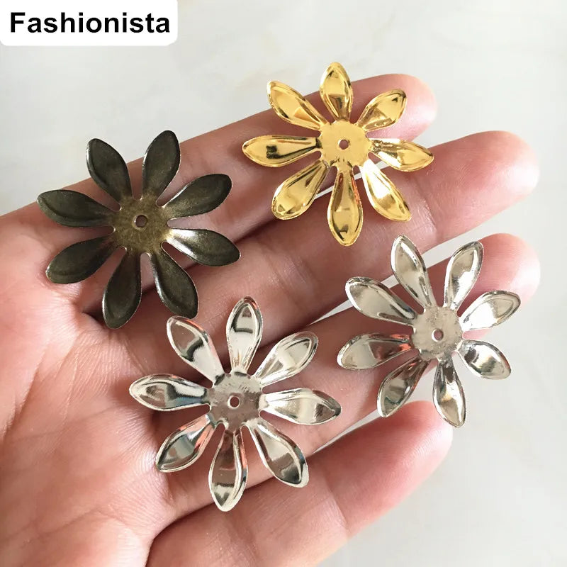 28mm Metal Flower Findings for DIY Collage 100pcs