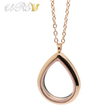 28mm Teardrop Magnetic Closure Memory Locket Pendant Necklace