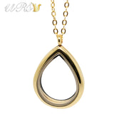 28mm Teardrop Magnetic Closure Memory Locket Pendant Necklace
