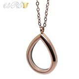 28mm Teardrop Magnetic Closure Memory Locket Pendant Necklace
