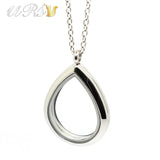 28mm Teardrop Magnetic Closure Memory Locket Pendant Necklace